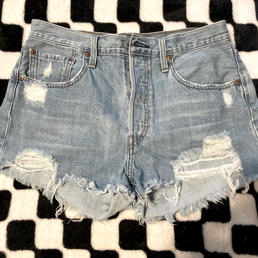 Women’s Levi’s 501 Jean shorts with distressing